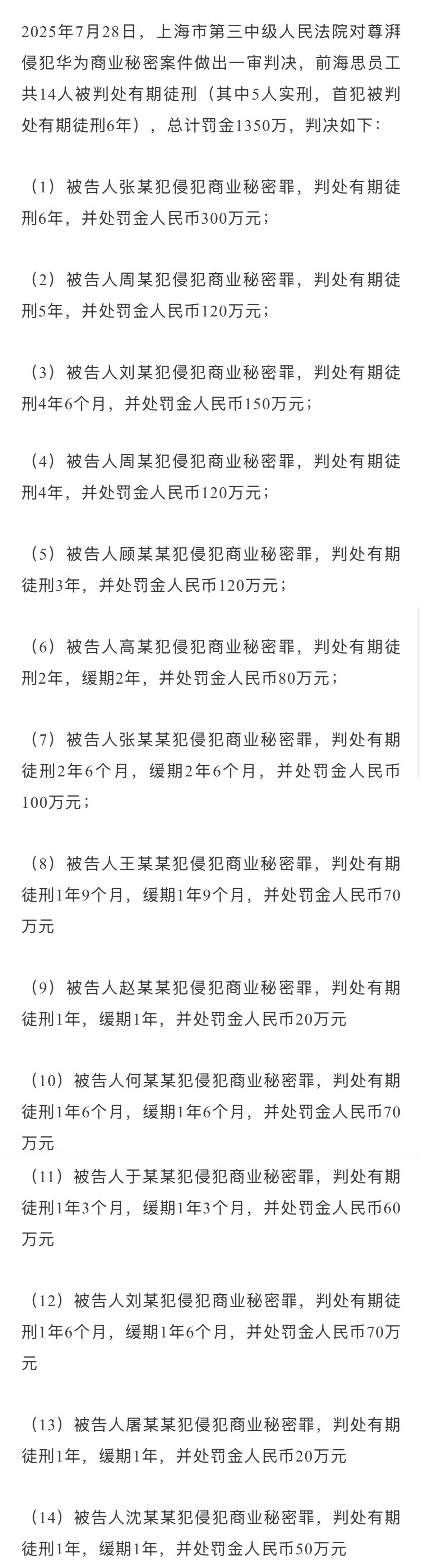 尊湃剽窃华为芯片技术遭重罚这哪里是重罚，这是很有判头啊！另外，有些媒体真的勇，把
