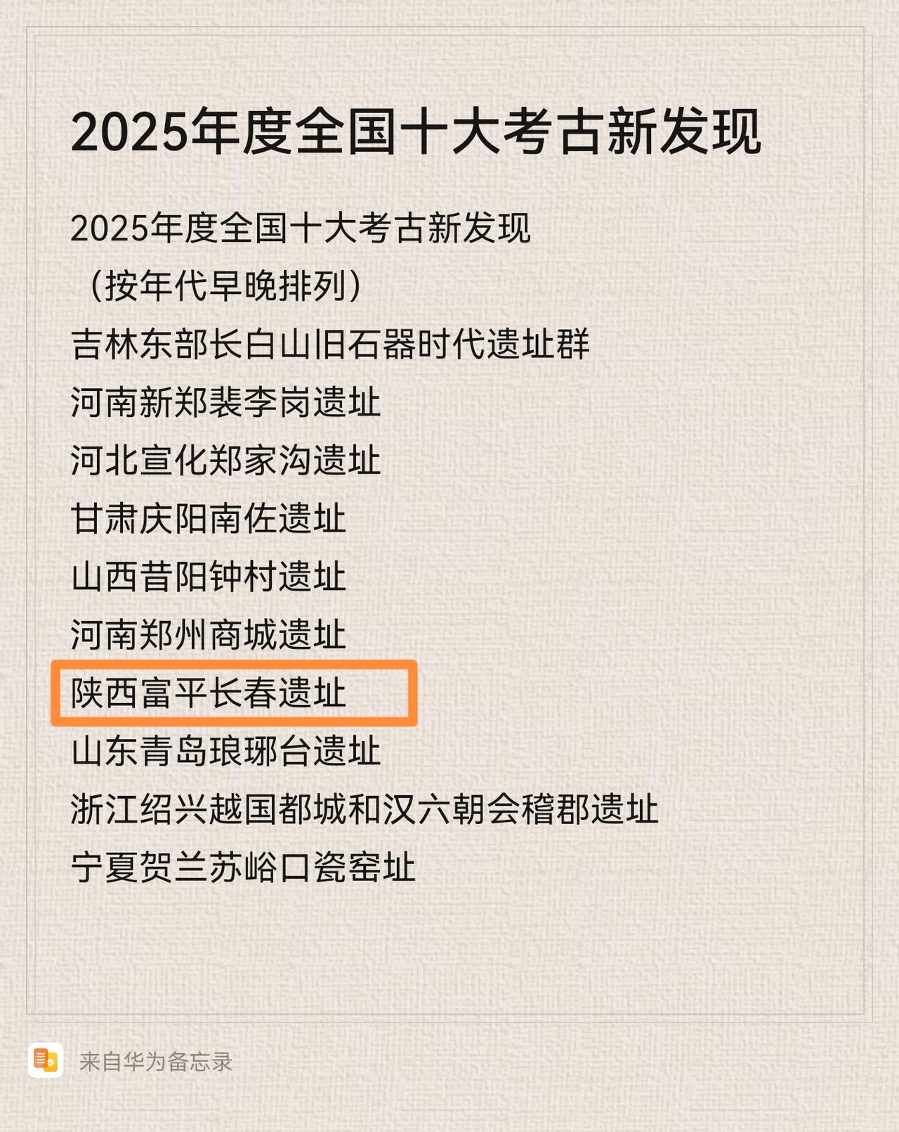 🔍富平长春遗址成功入选2025全国十大考古发现

经过严苛的选拔，激烈的角逐，