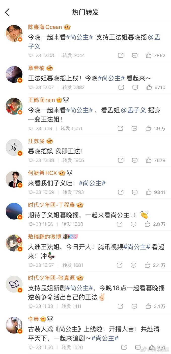 孟子义的转发区站不下人了很难见到这么热闹的转发区，熟人一个接一个转发，孟子义的好