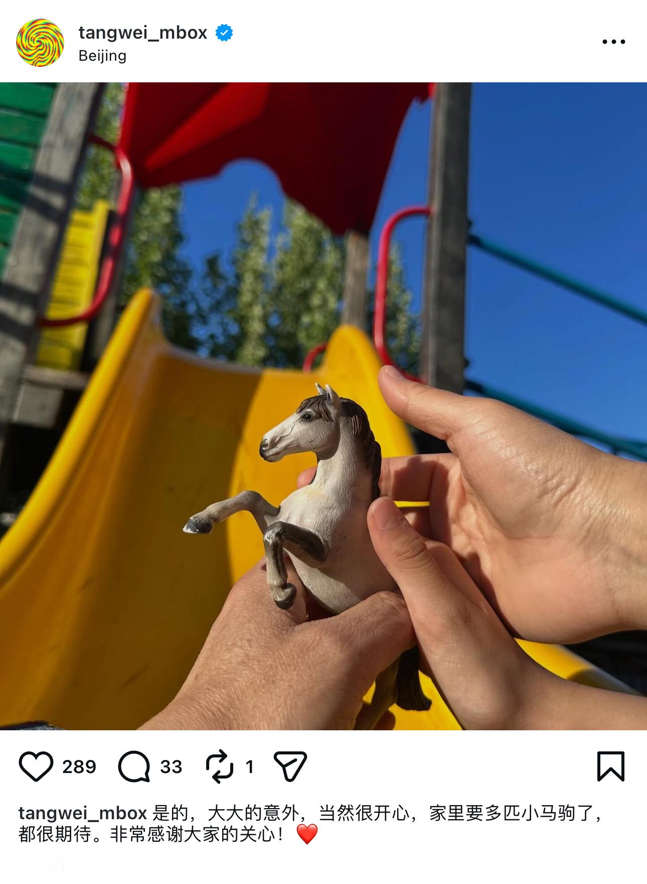 姐姐自己官宣了🥹🥹“是的，大大的意外，当然很开心，家里要多匹小马驹了，都很期