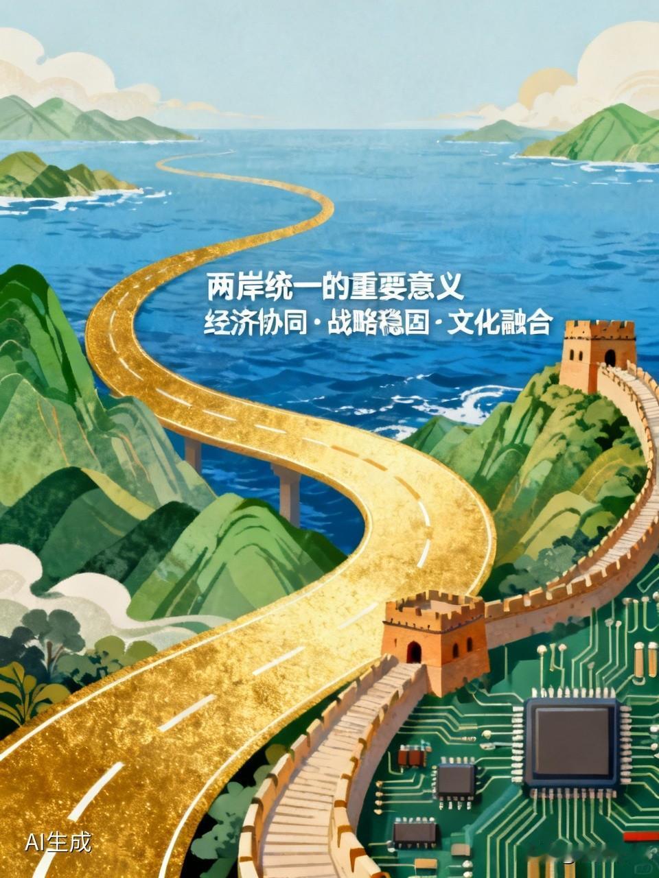 两岸统一对中国发展意义重大。从经济上看，台湾有着发达的半导体等产业，统一后，两岸
