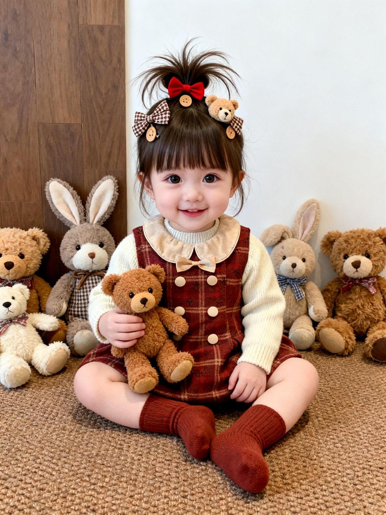 萌娃与毛绒玩具的温馨时光