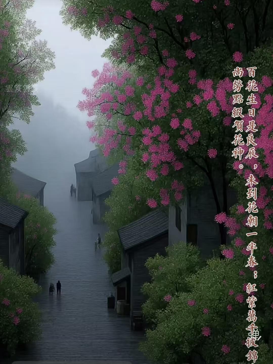 塞鸿秋·花朝
江南日日花朝好，
芳辰正是百花诞。
春光未半花先闹，
红紫万千铺锦