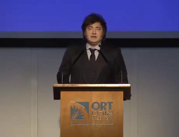 米莱在一所高中发表讲话：“我知道这是一所世俗学校，但我希望把犹太教的价值观传递给