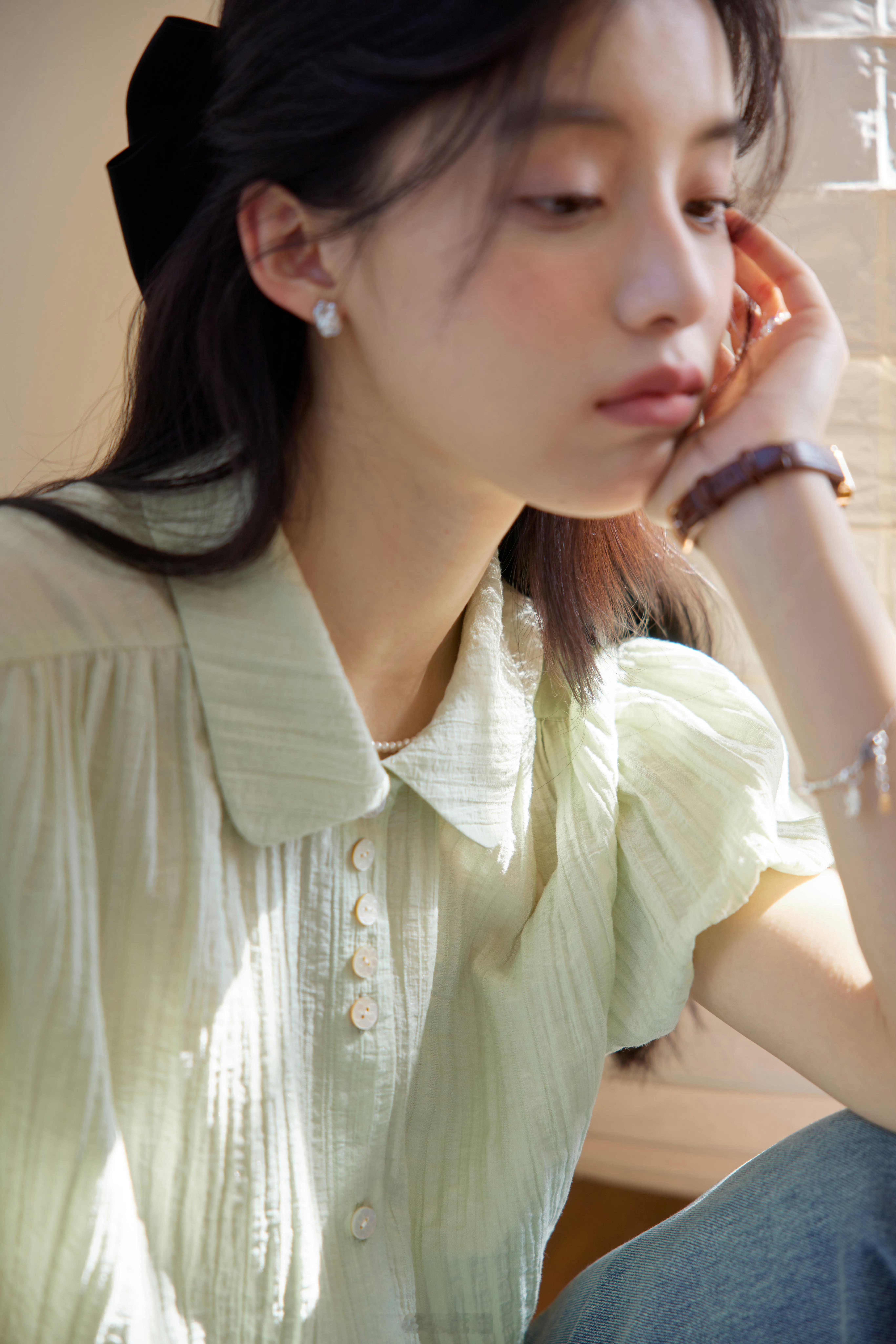 乖巧清新木瓜绿衬衫🍈 ​ ​​​