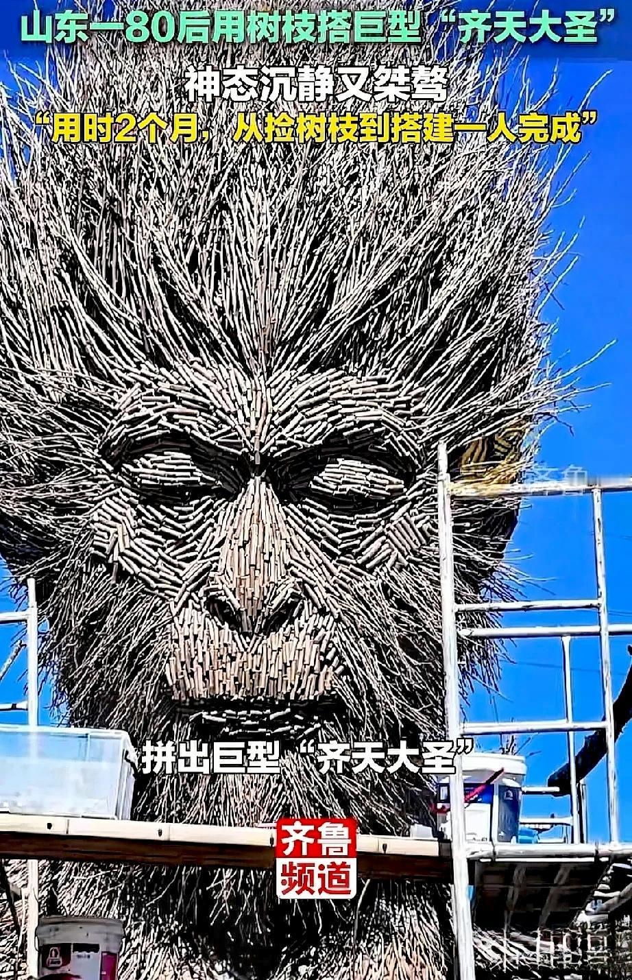 闺蜜是做园林工程的，
看到这尊树枝大圣，
他说了句大实话，他说，这活看着是艺术，