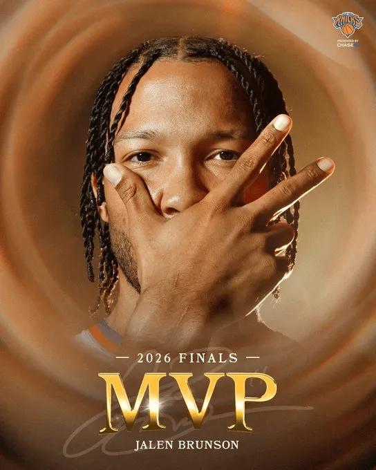恭喜布伦森当选FMVP！
真的是实至名归，但凡今年季后赛马刺也能有个像布伦森一样