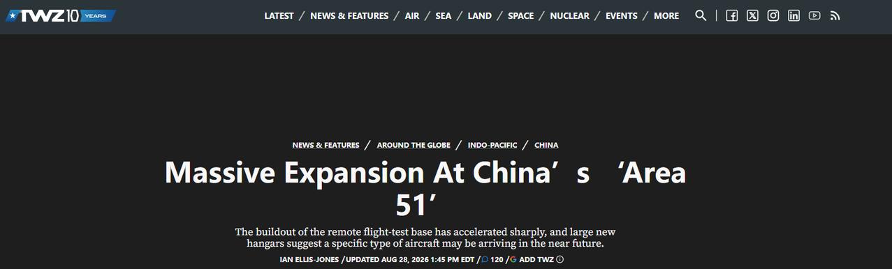 美媒TWZ称中国正在大肆扩建“51”区！地点是罗布泊附近一个高度保密的测试基地，