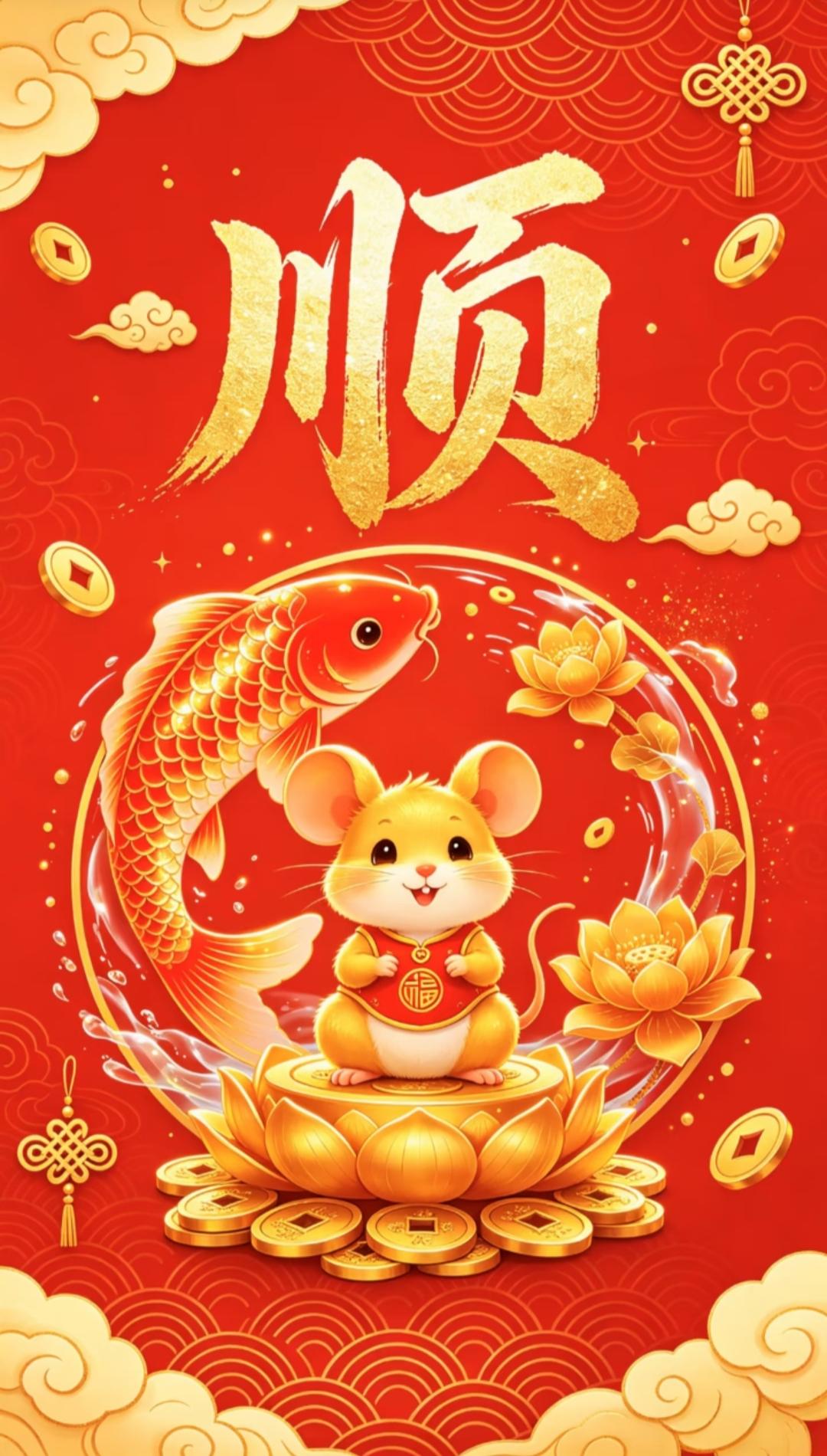 最全的十二生肖专属锦鲤壁纸来啦！
12个生肖，12款不同配色，每一张都有顺字当头