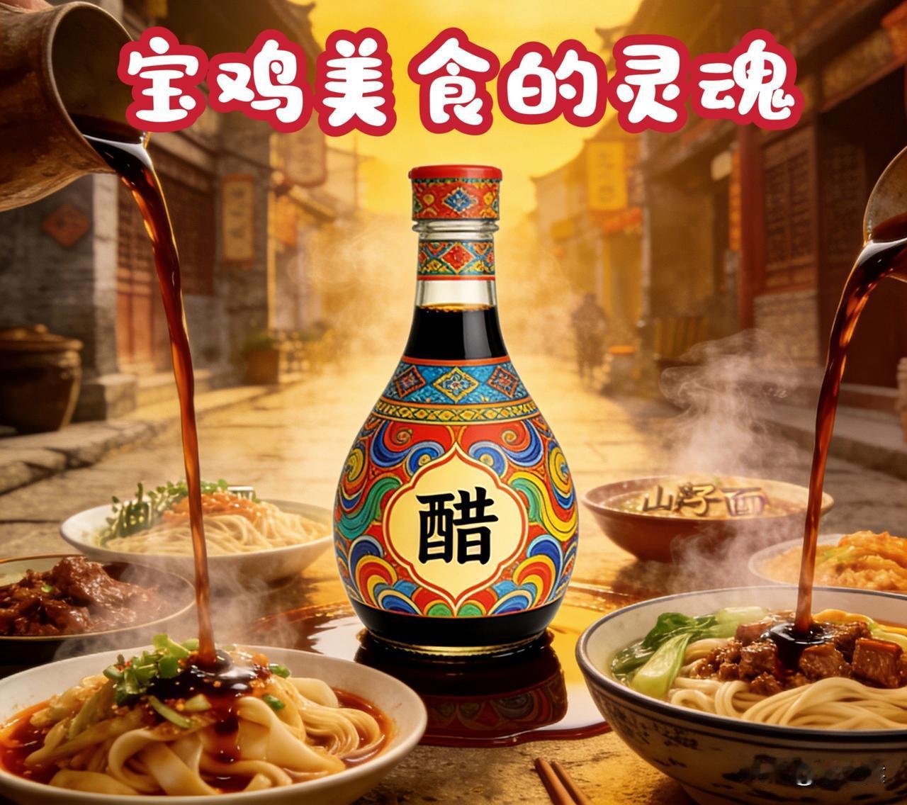 一口便是千年周味——宝鸡人对岐山醋的情有独钟。宝鸡美食的灵魂离不开醋，而醋中之醋