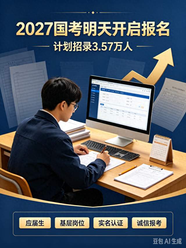 2027国考明天开启报名！招录3.57万人，这些报考要点一定要记牢