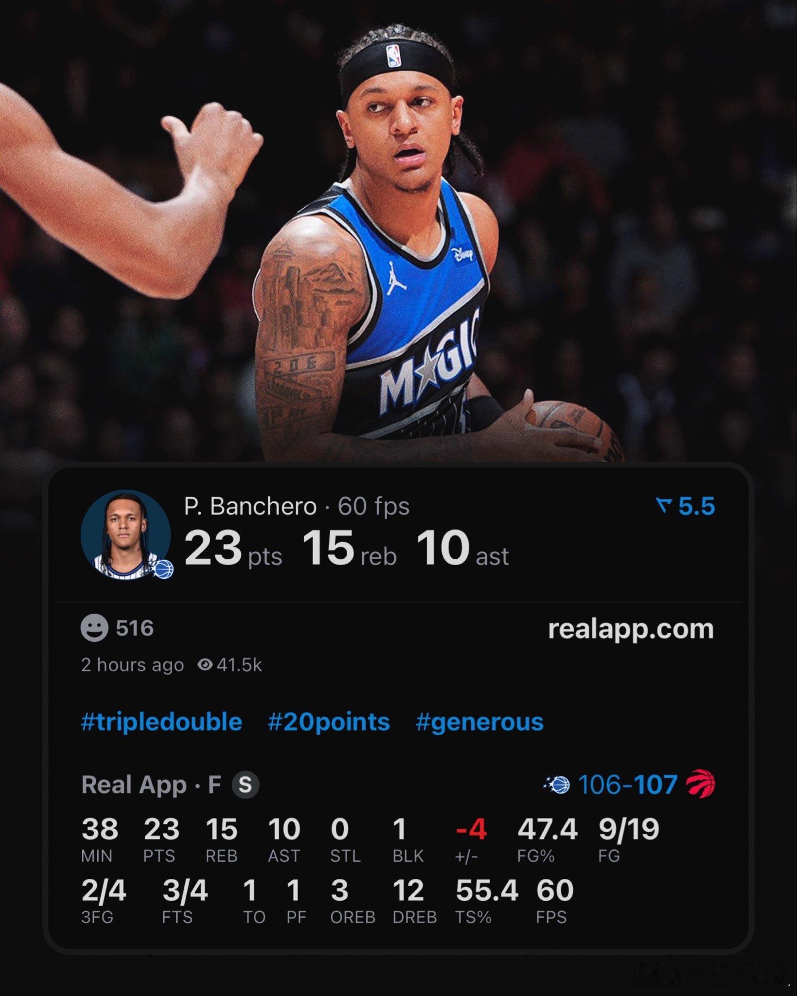 班凯罗空砍三双，魔术一分惜败猛龙！ 