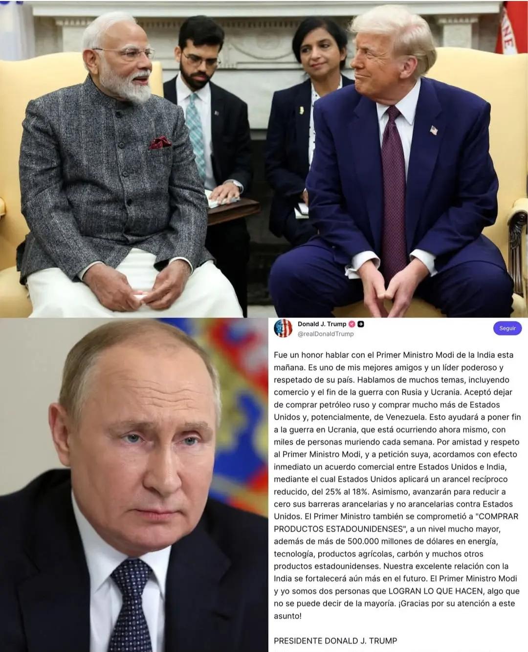 1笔交易搅动全球！
特朗普刚放了个大消息——印度要停买俄罗斯石油了。
这事可不是