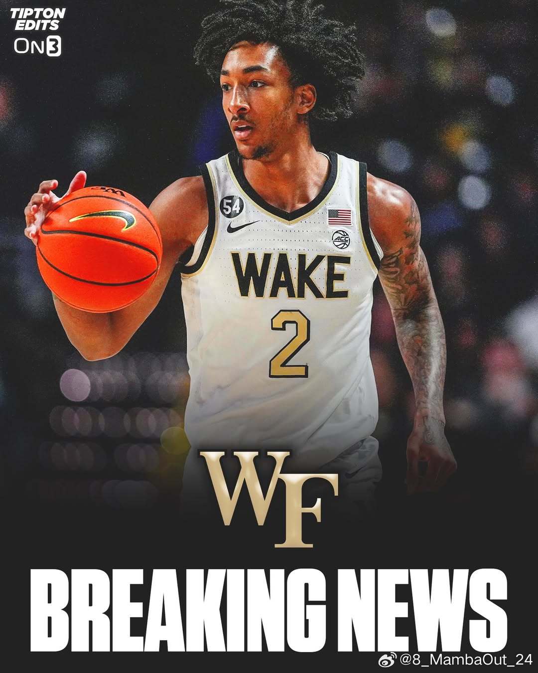 维克森林大学后卫朱克·哈里斯(Juke Harris)将进入转学窗口这位身高6尺