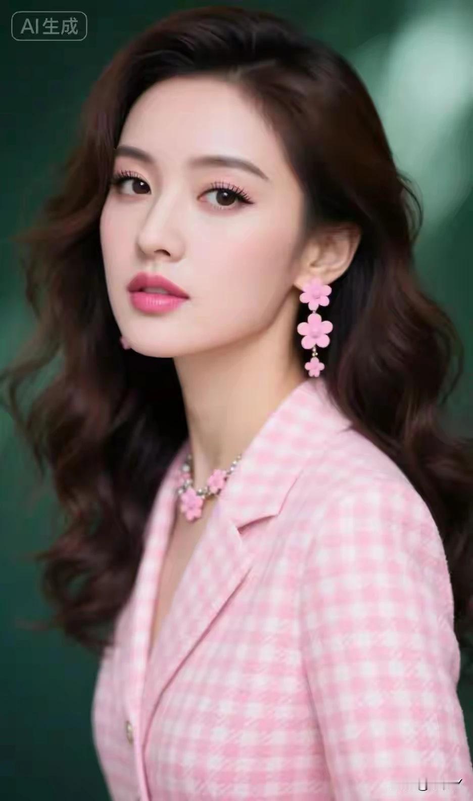 东方佳人，粉格西服
眉清目秀，娇艳如花
出水芙蓉，亭亭玉立
兰心惠质，温婉贤淑