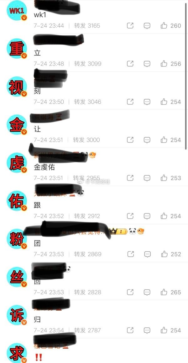 如何看待因不当言行停止活动的金虔佑fs在没有金虔佑回归的ald1官微下面排字维权