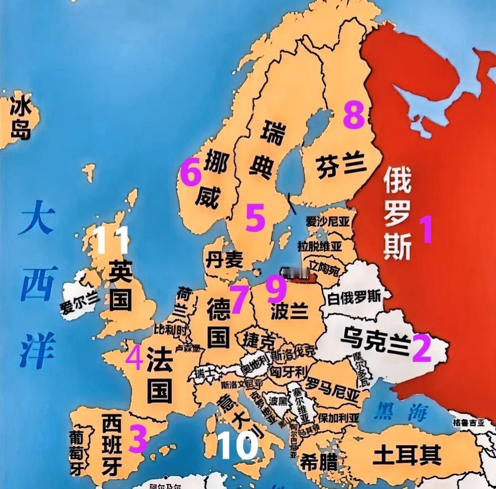 看地图瑞典比乌克兰和法国及西班牙大很多，甚至挪威和芬兰都很大，可实际面积排名却不