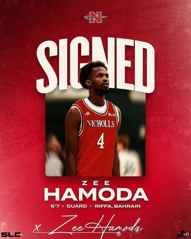 巴林后卫Zee Hamoda(2002-201cmSG)加盟NCAA一级尼古拉斯