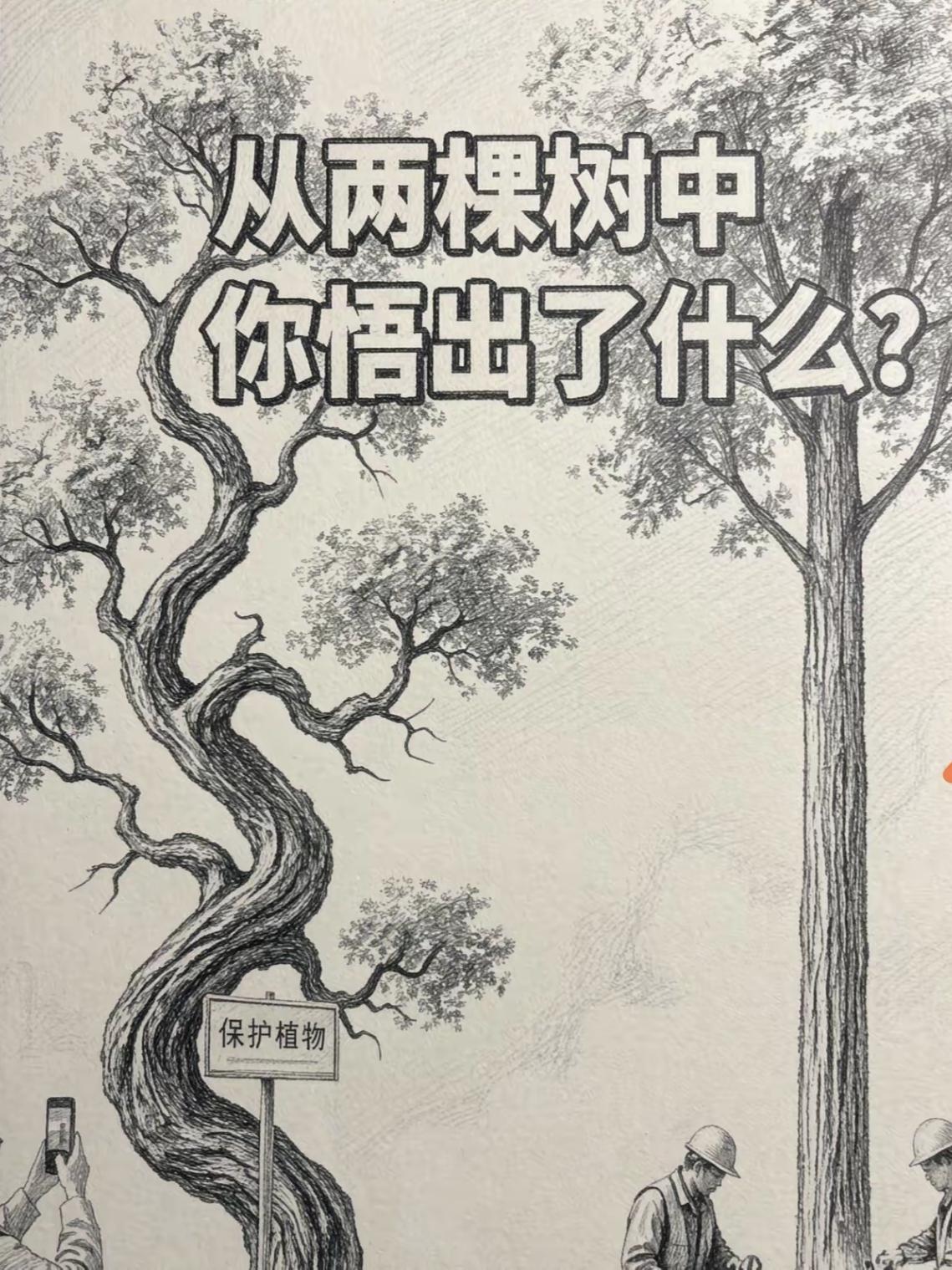 看到了这两棵树，想起了前几天办公室的讨论，有个人说厂里的一家三兄弟都“很怪”，老