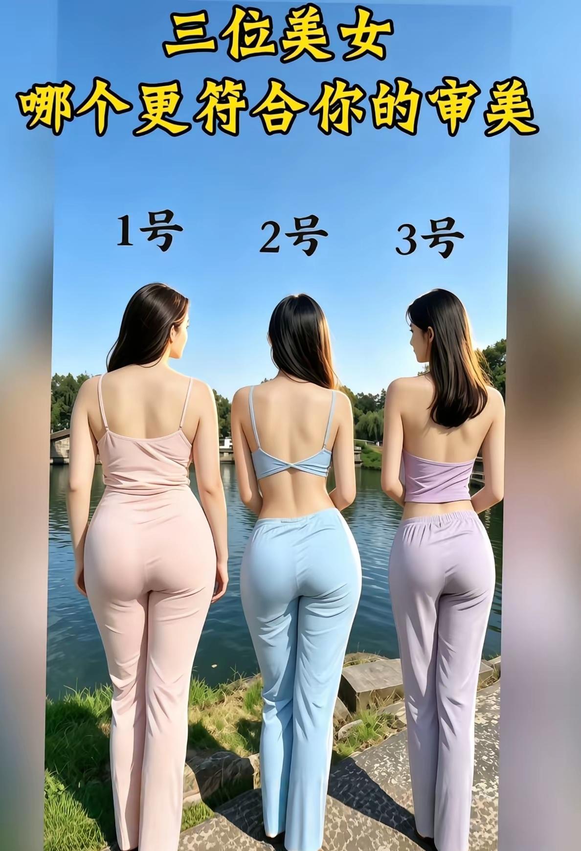 看背影身形选老婆，
第一眼看见的是哪位？
美女身材对比表
