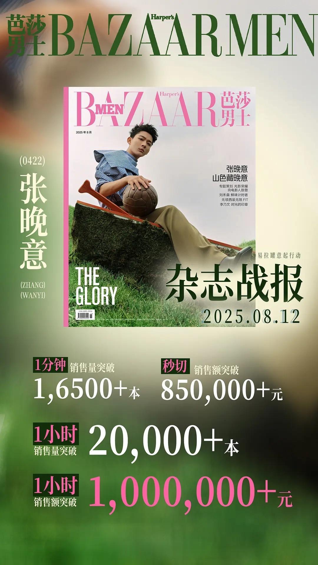 张晚意男刊五大，一小时销量破百万🎉，连续三个月三封了 ARENA封面人物六月刊