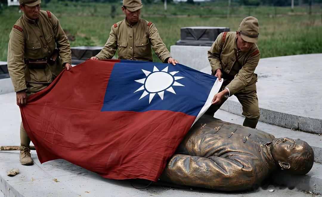 1937年，​日军占领南京时推倒孙中山雕像并盖上青天白日旗的场景。值得庆幸的是，