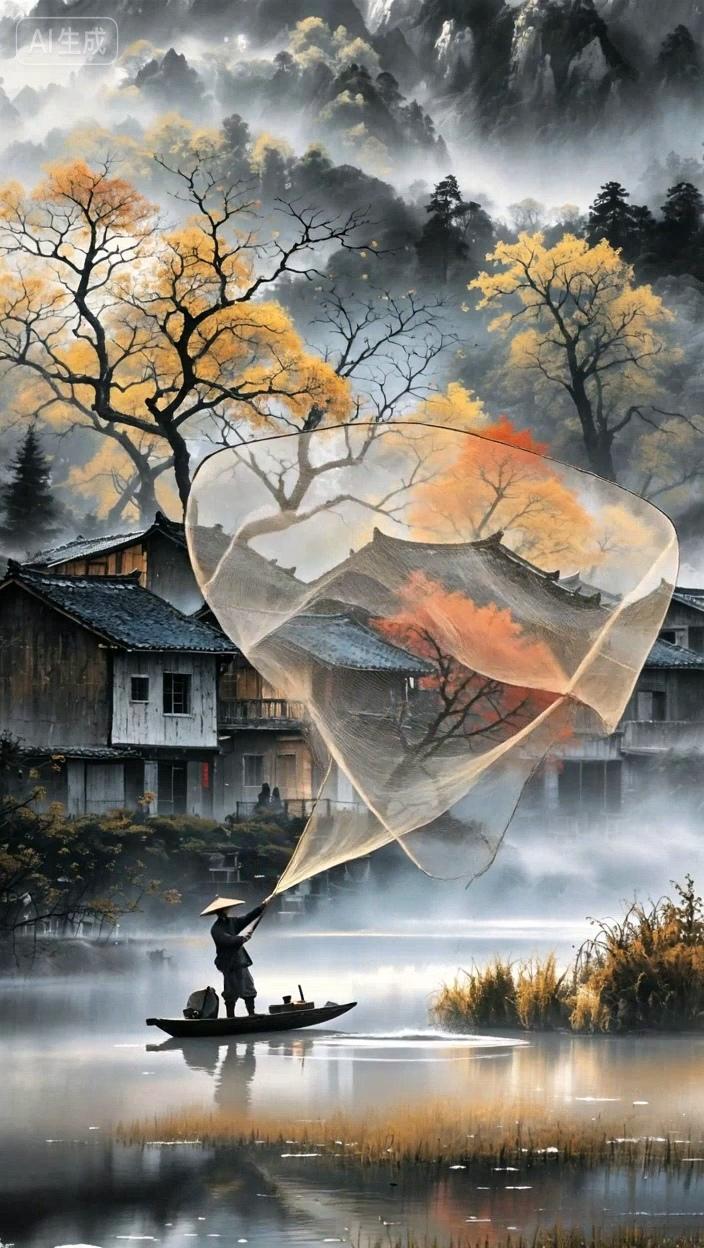 七绝●为了三餐/古韵  

起早贪黑画里游，
划船撒网捕春秋。
风来雨去无冬夏，