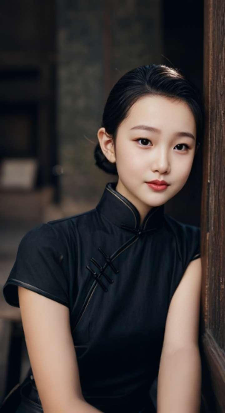 AI扩图 AI黑旗袍雅韵