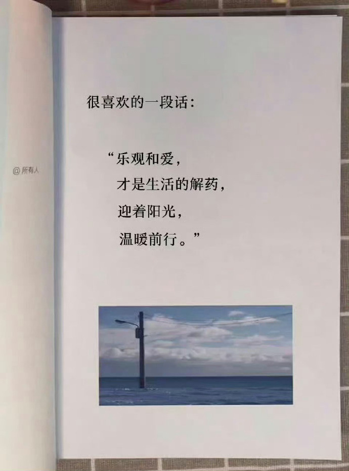 乐观和爱才是生活的解药，迎着阳光，温暖前行。 ​​​