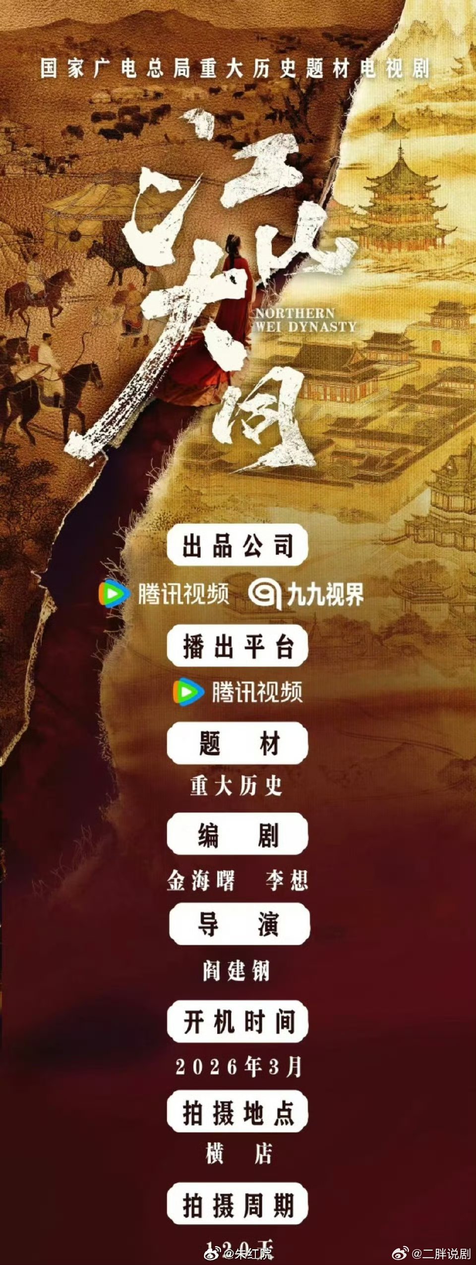 【二胖发布】江山大同开通官微 闫建钢导演，杨幂、刘学义领衔主演，林永健、陈小纭等