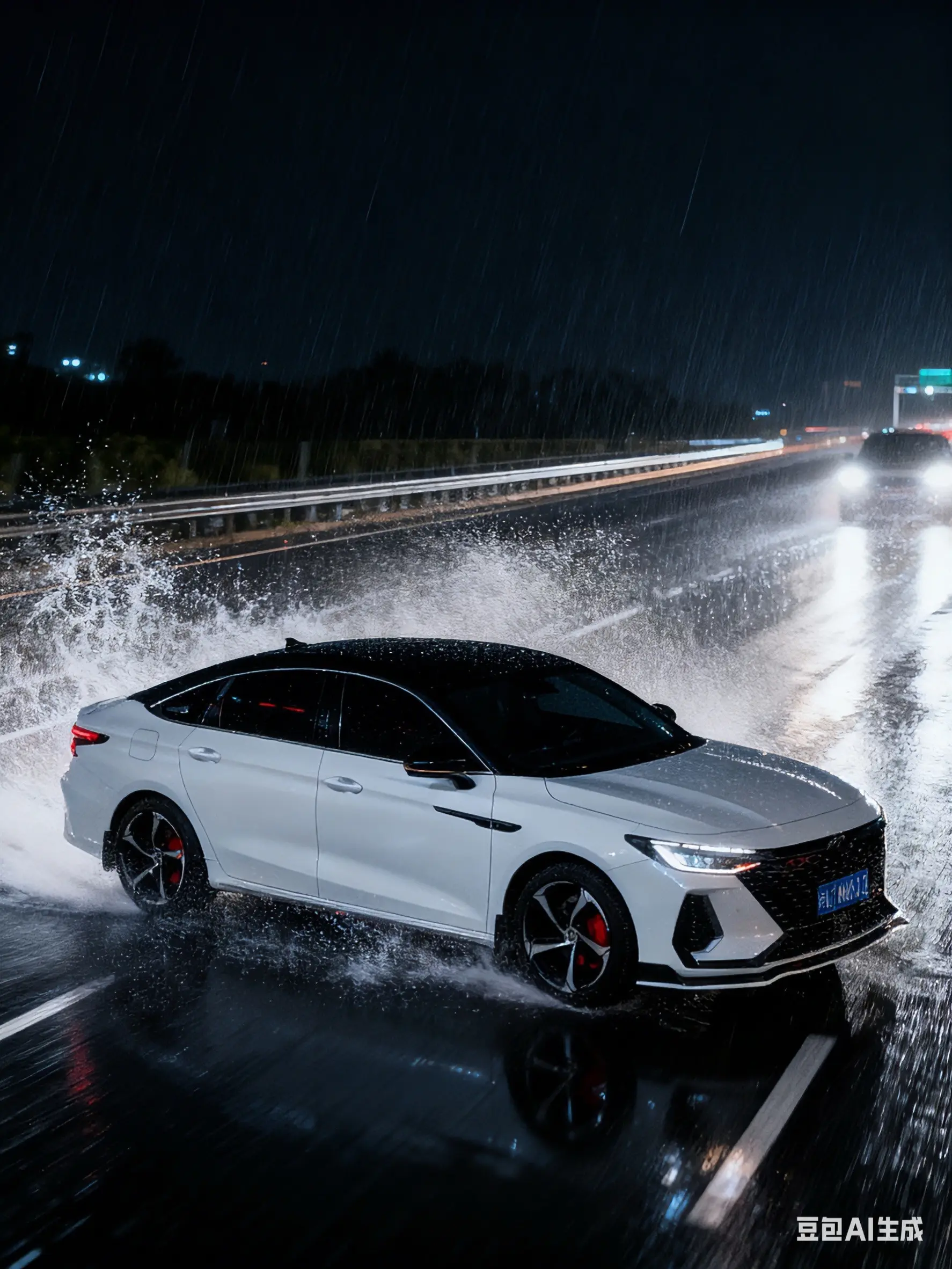 雨夜高速疾驰的艾瑞泽8。