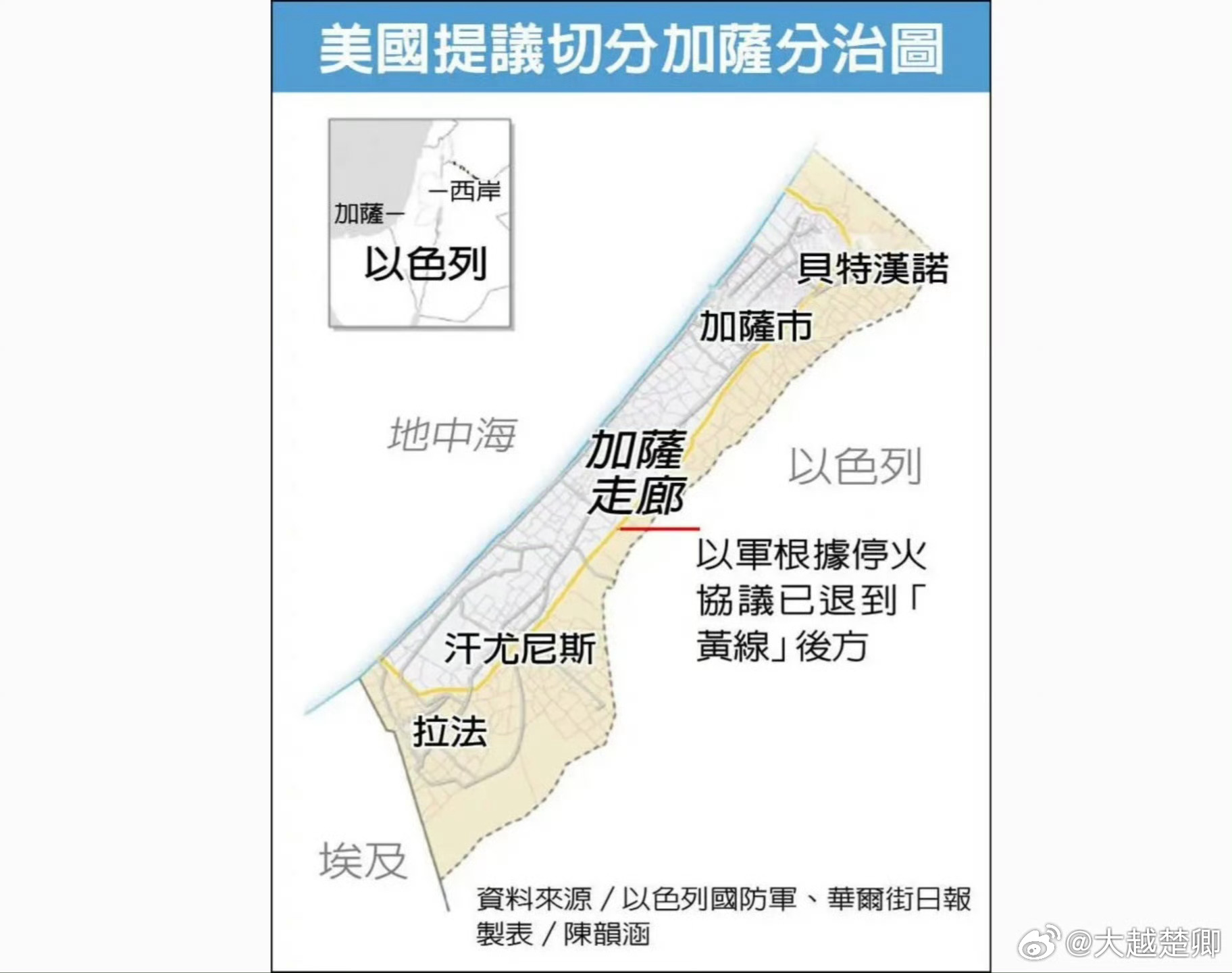 美国加沙特使说，加沙地区的分裂或将永久化。以色列可能长期在其中六成地区驻军，哈马