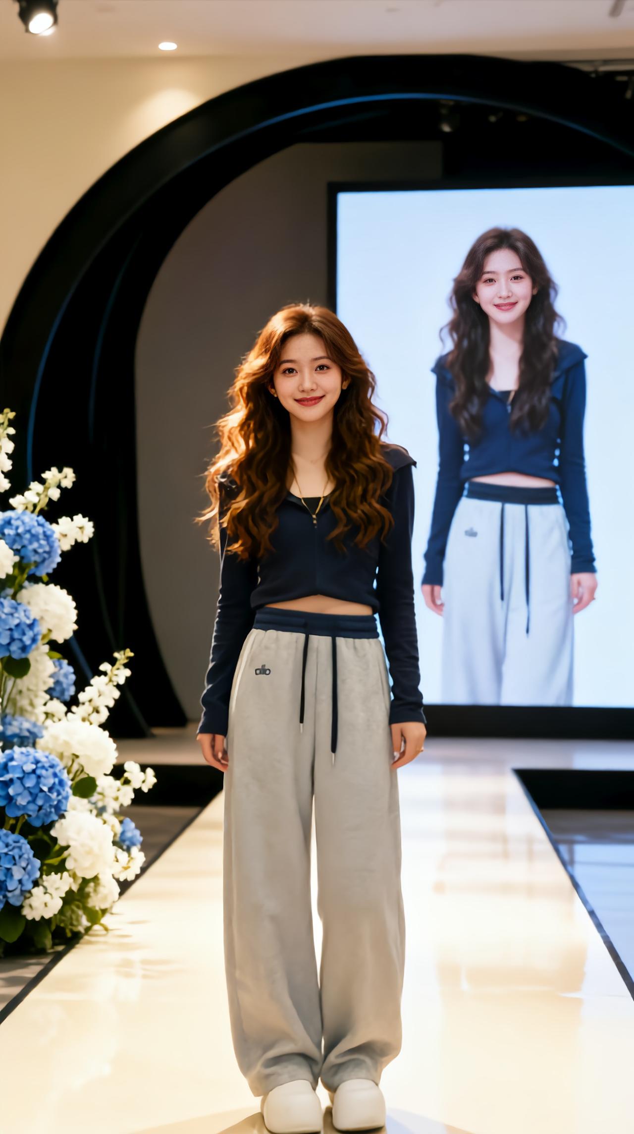 运动阔腿裤 高腰阔腿运动裤子 运动宽松阔腿裤 直筒显瘦秀场同款长裤 慵懒阔腿运动