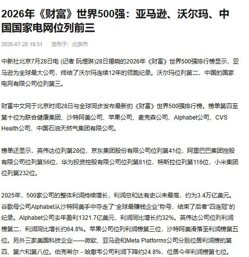 世界500强换座次了，亚马逊从沃尔玛手里抢走了第一。

沃尔玛坐了12年冠军，这