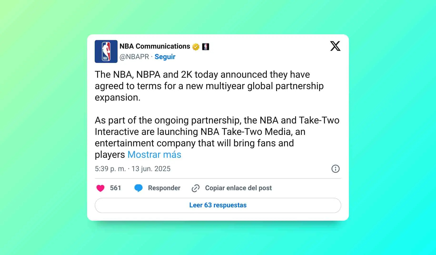 【NBA与2K成立长期合作企业】NBA与2K Games宣布为了提供更真实、真实
