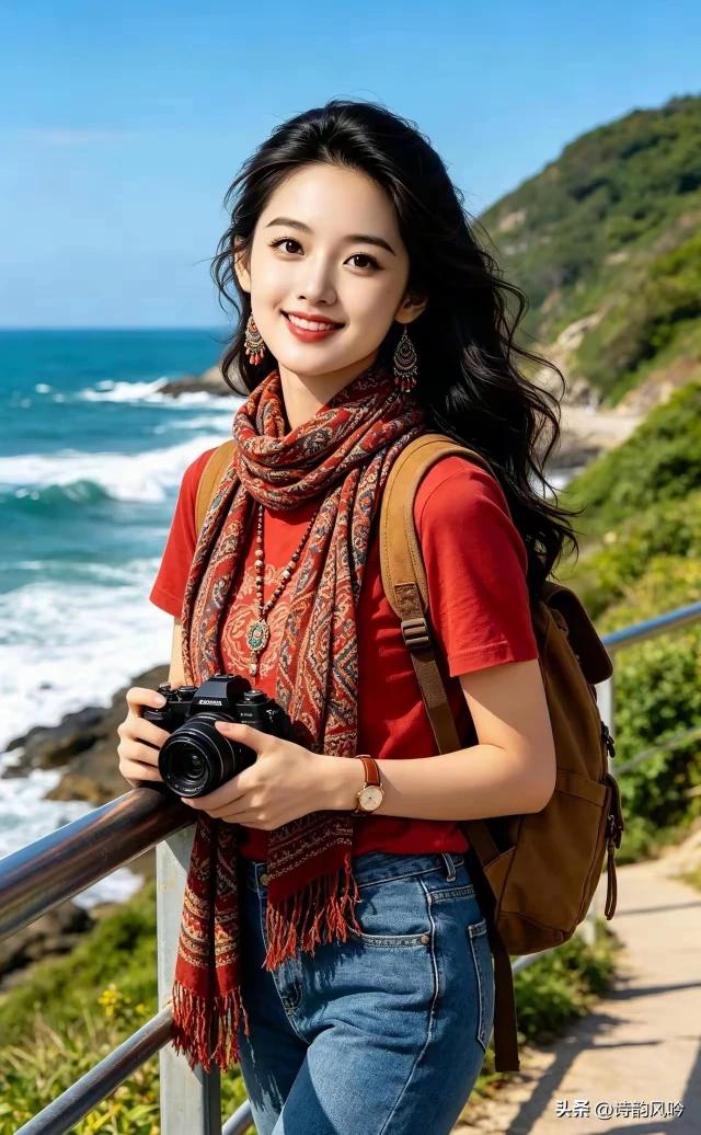 姑娘平时爱摄影，
抽空四处赏风景。
饱览山河存美照，
定格瞬间好心情。