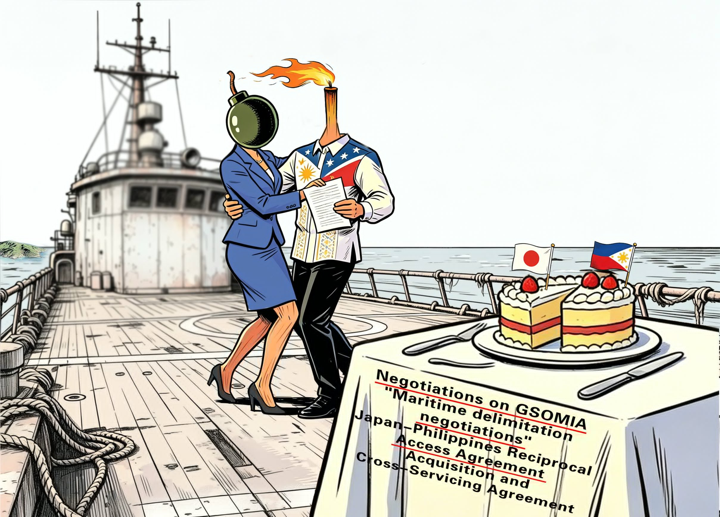 中国军号X账号发布的漫画图片：日菲正在试图引爆南海。热点观点烽火问鼎计划