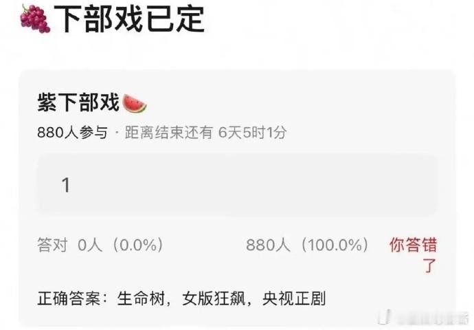 🍉：杨紫 拿下了《生命树》对手演员如果是那几个，这就直接飞升了成功了。考验演技