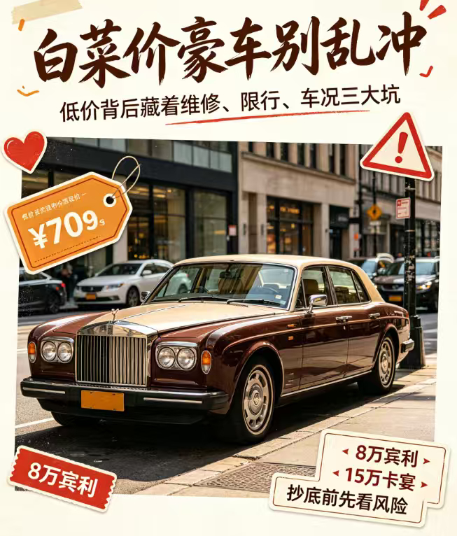 百万燃油豪车二手行情直接崩了！从前加价抢的硬通货现在单月贬值超 30%，宾利、玛