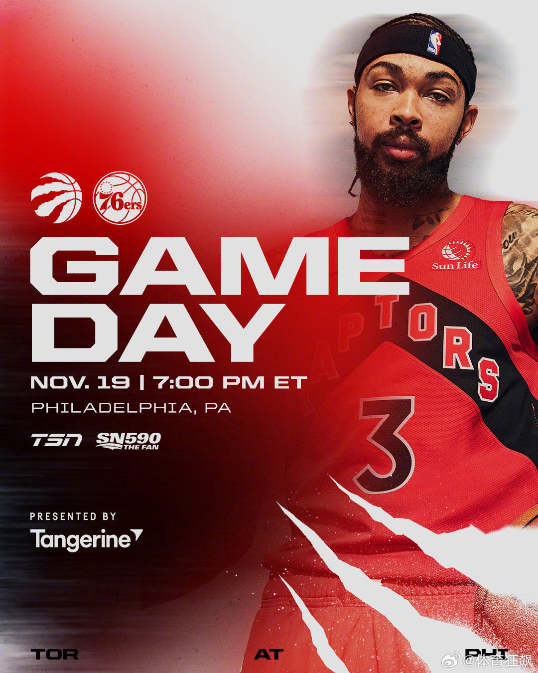 8:00客场挑战76人争取五连胜！  cr：多伦多猛龙 