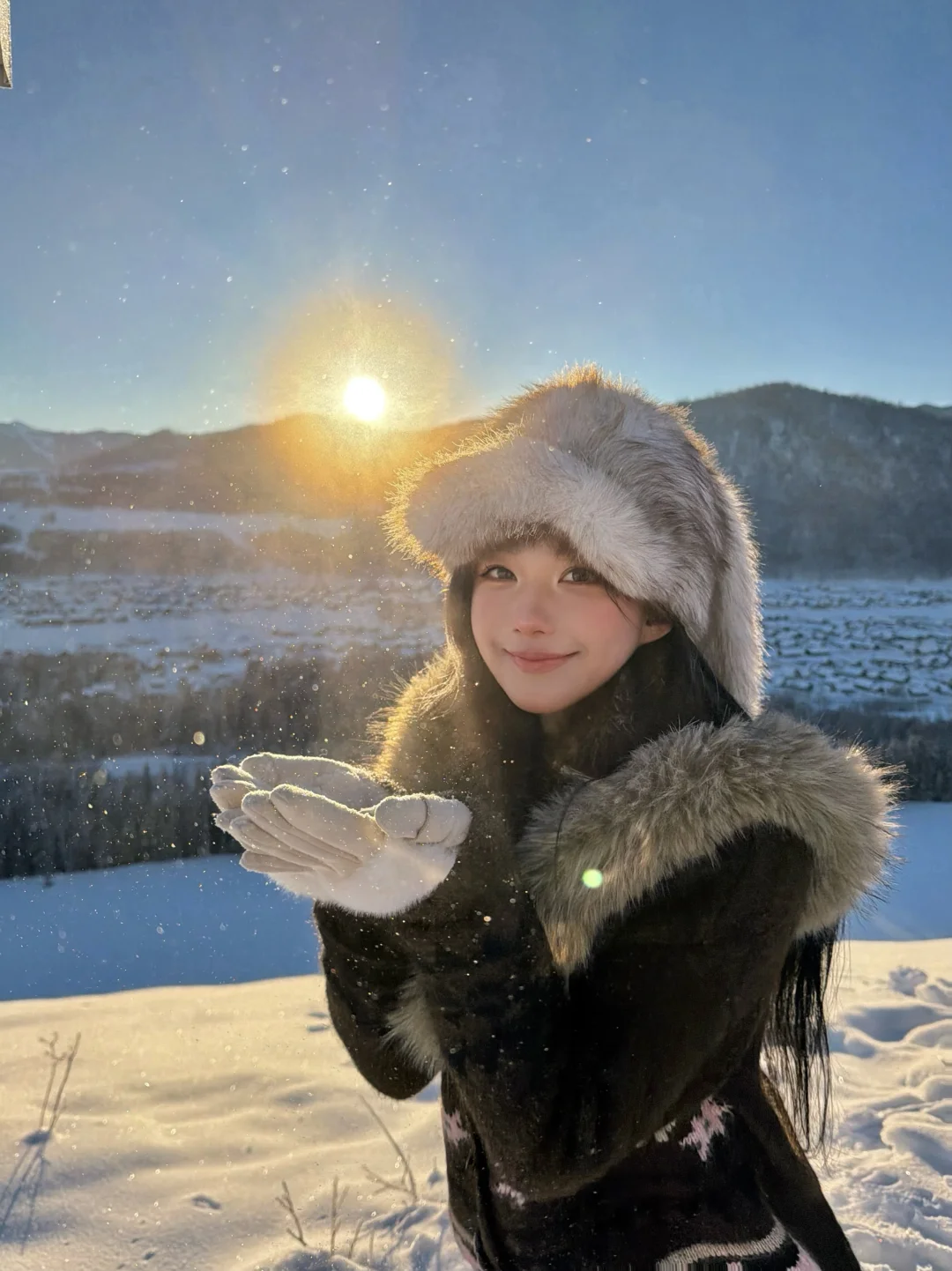 新疆｜在禾木坐着马拉爬犁追日照金山🌅