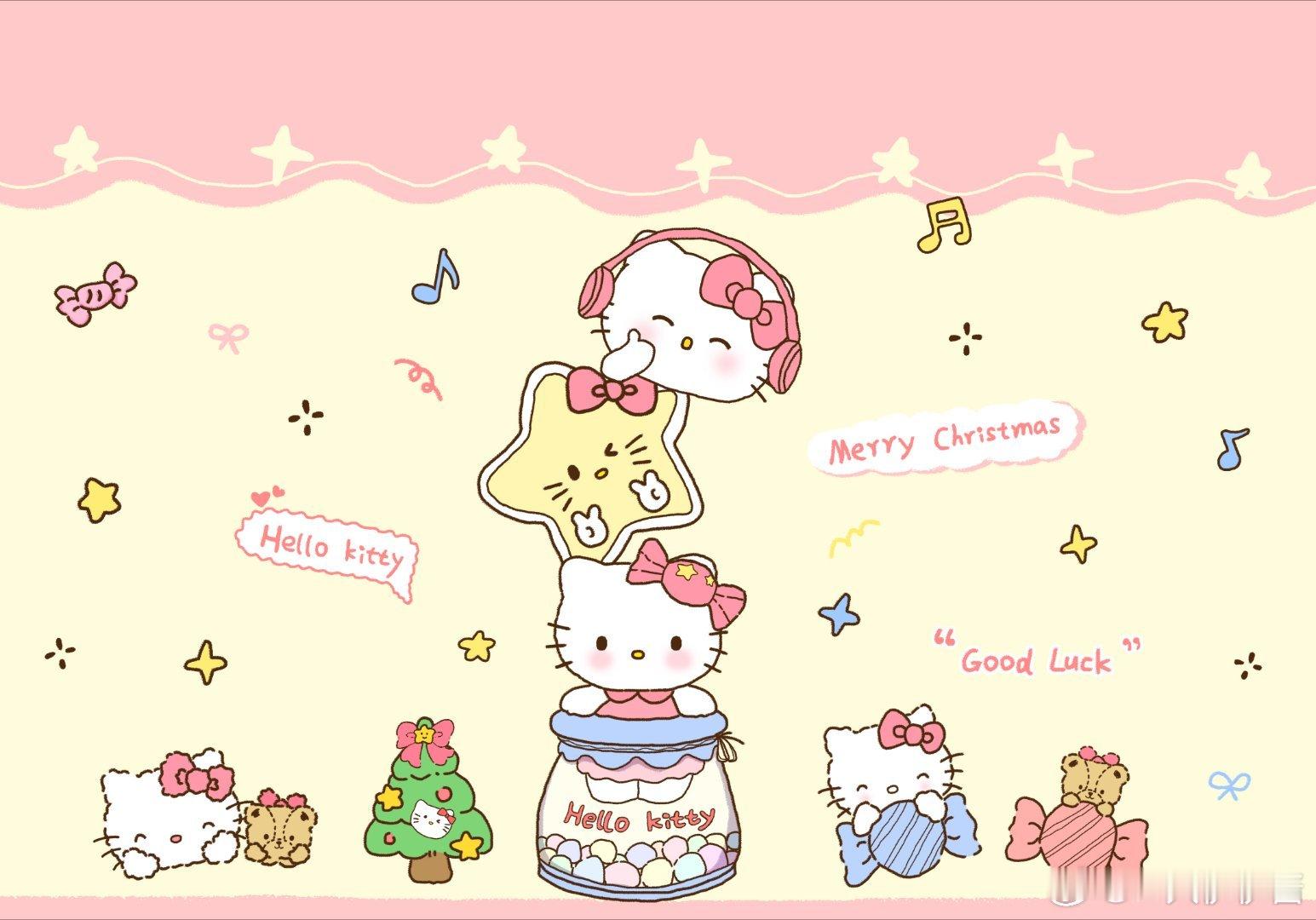 Hellokitty[超话]  萌趣可爱HelloKitty平板壁纸 