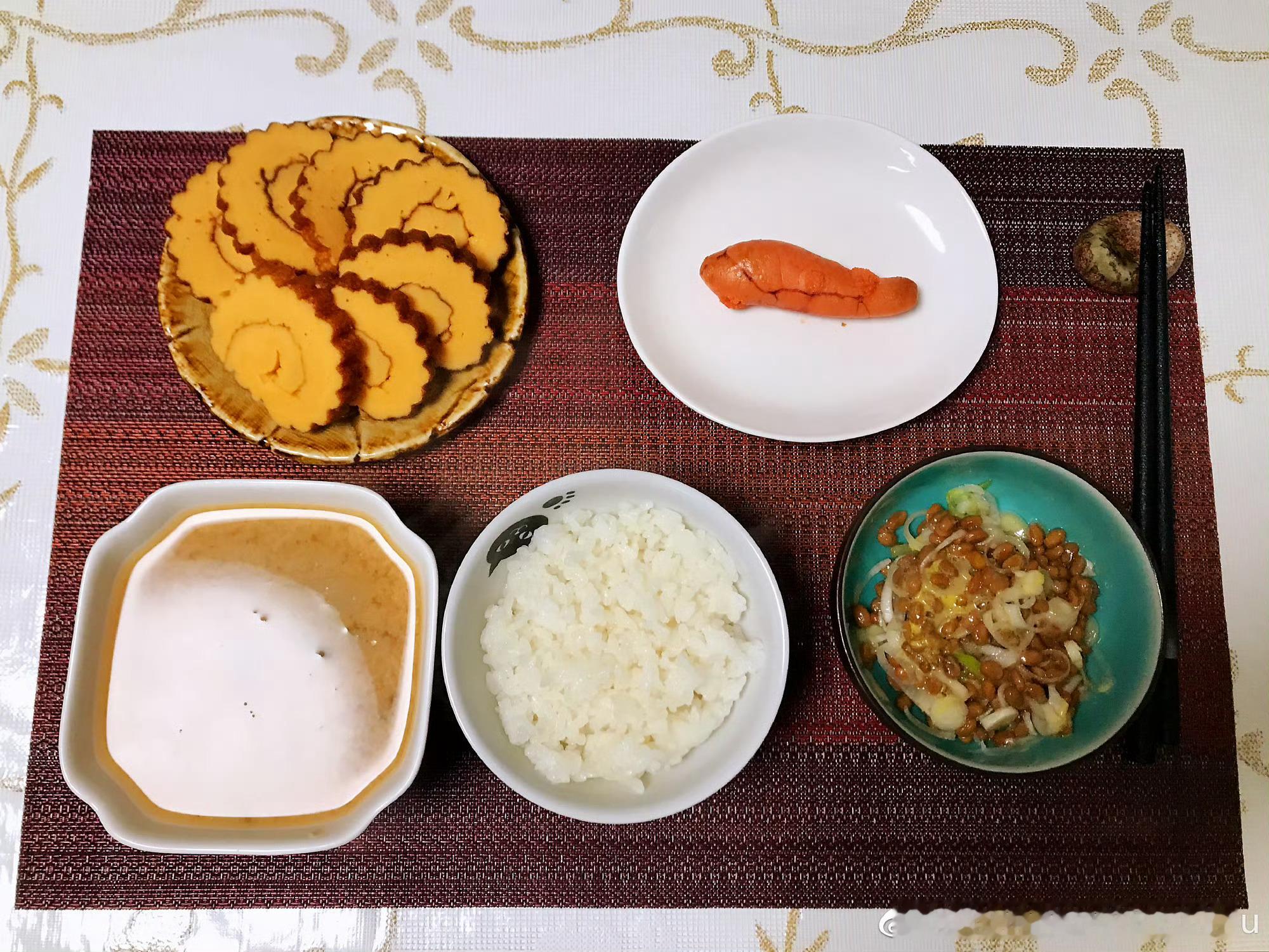【搬运】2019年01月02日我家ジジ的一人食日本人的定番：米饭、纳豆、味增汤再