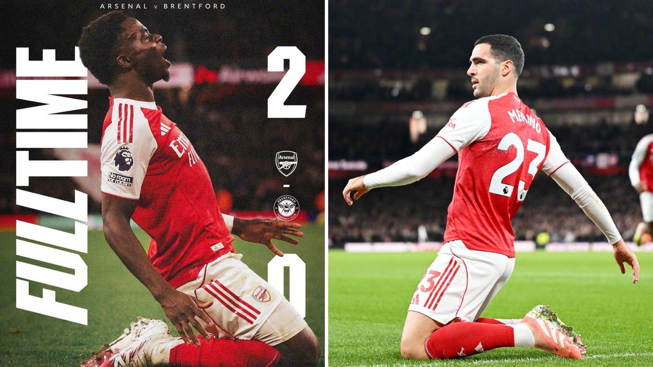 英超：阿森纳主场2-0击败布伦特福德，五分继续领跑。
梅里诺传射建功，萨卡破门，