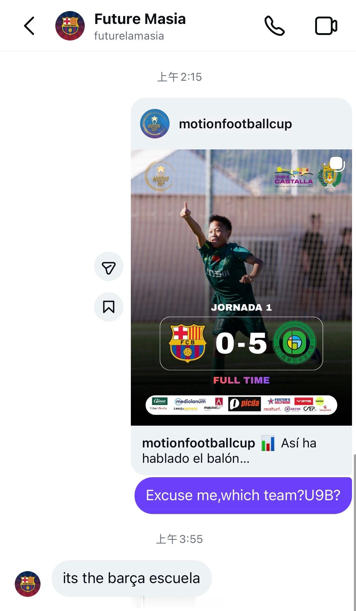 “its the barça escuela” 