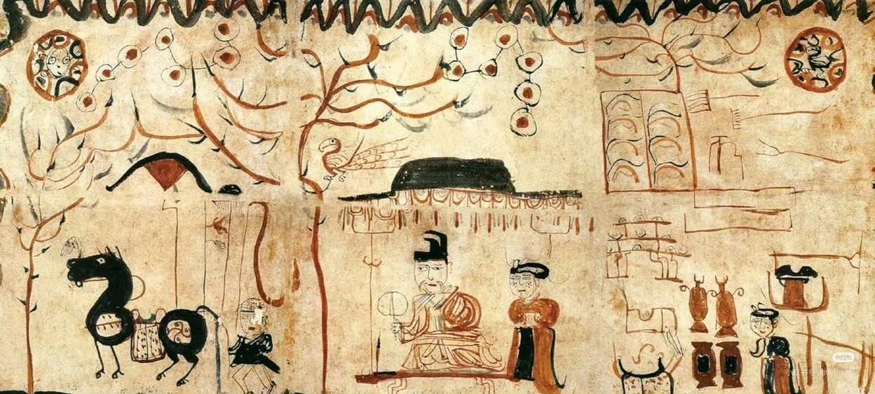 《东晋墓主人生活图》，画风这么潦草，1600多年前竟然还能当画师[允悲][允悲]