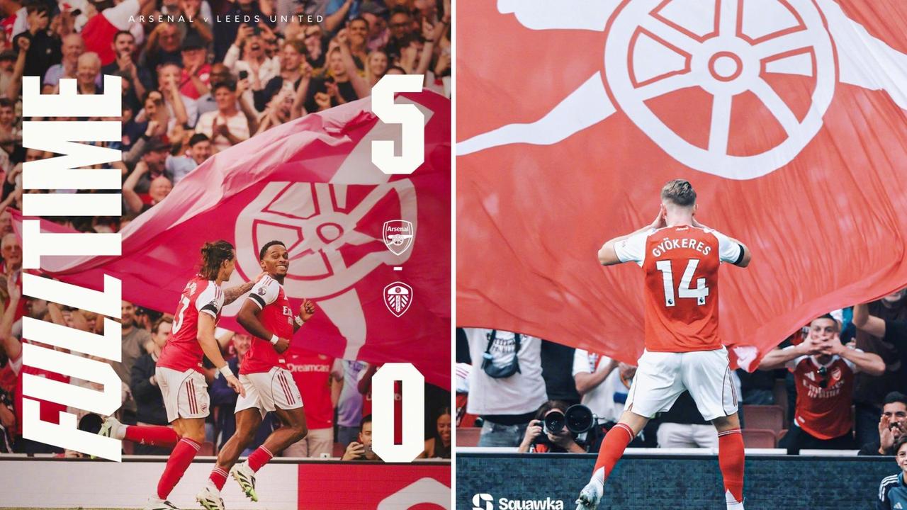 英超：阿森纳主场5-0大胜利兹联，开局纳西两连胜。
约克雷斯双响，廷伯2射1传，