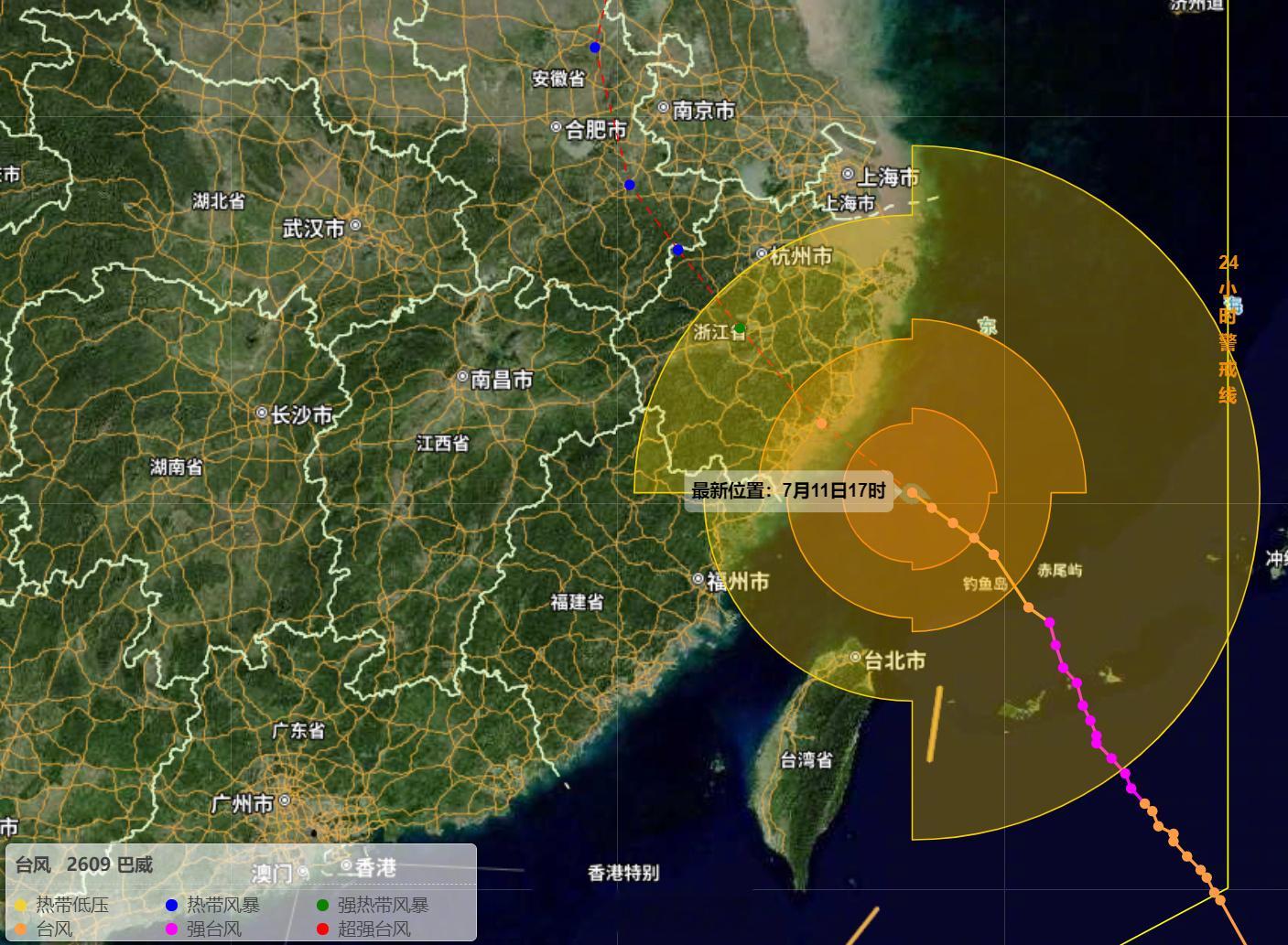 【台风巴威1小时走30到50公里 】今天17时“巴威”中心距离浙江省温岭市东南方
