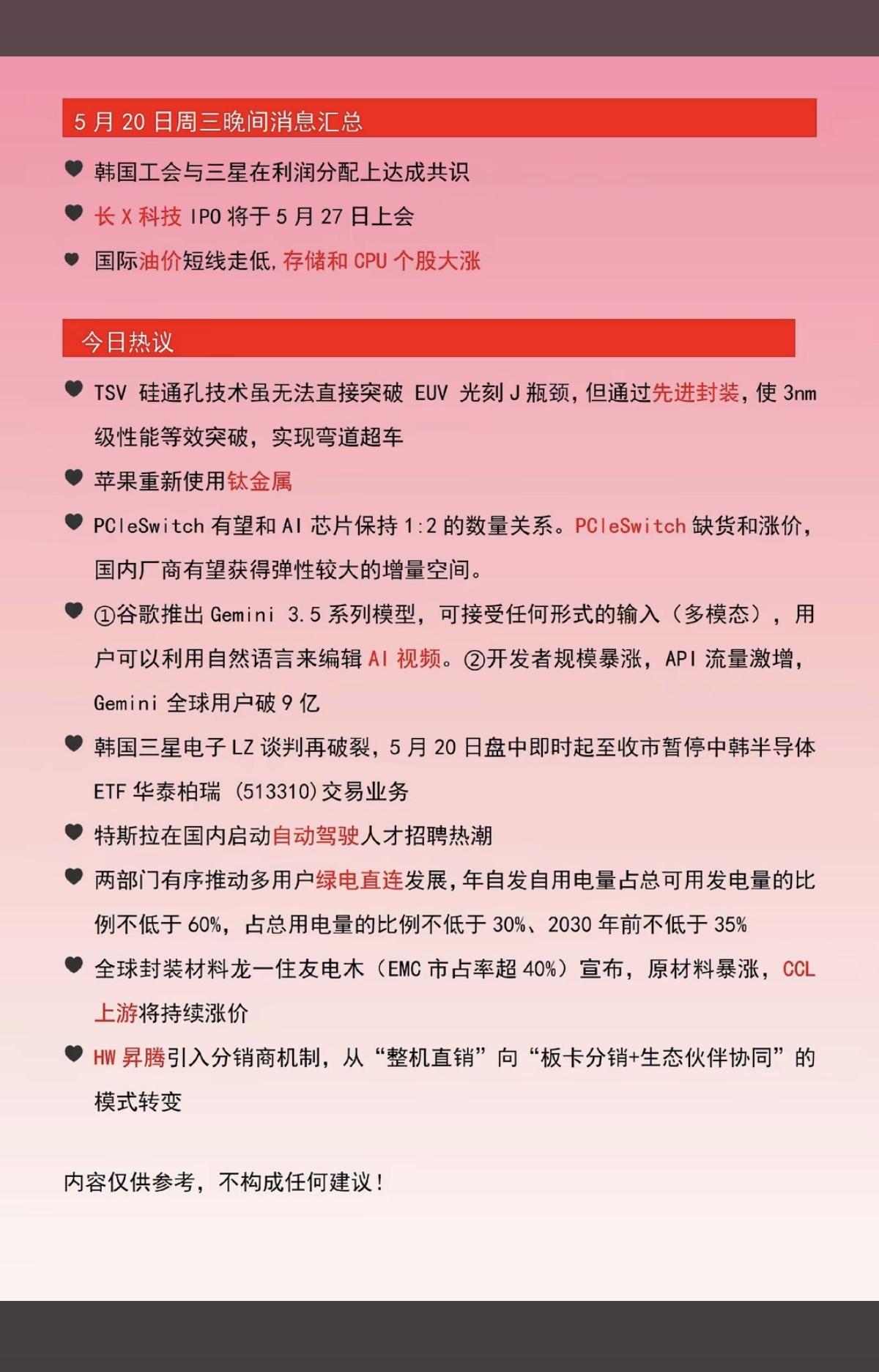 5.21周四  财经热点新闻汇总！

1.国际油价大跌、存储芯片收涨！
2.先进