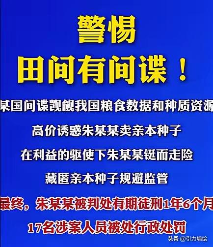 警惕！田间藏间谍！

如今，有不法分子化身间谍，悄悄潜入田间地头，专门收集大豆、